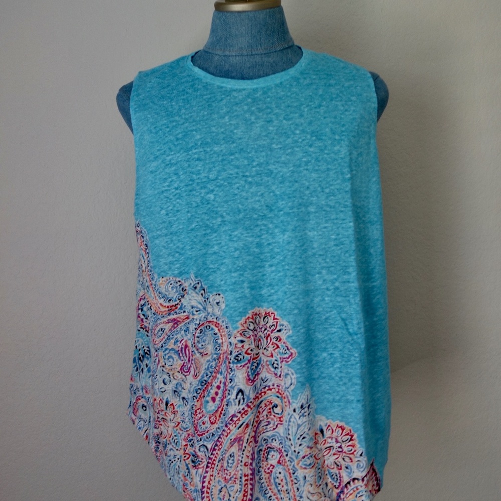 Blue Linen Tank Top J Jill XL